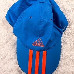 Adidas Youth Blue Hat with Orange Stripes